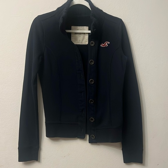 Hollister dark blue Black Button-Up Jacket sz S Y2K 314 - Picture 1 of 10